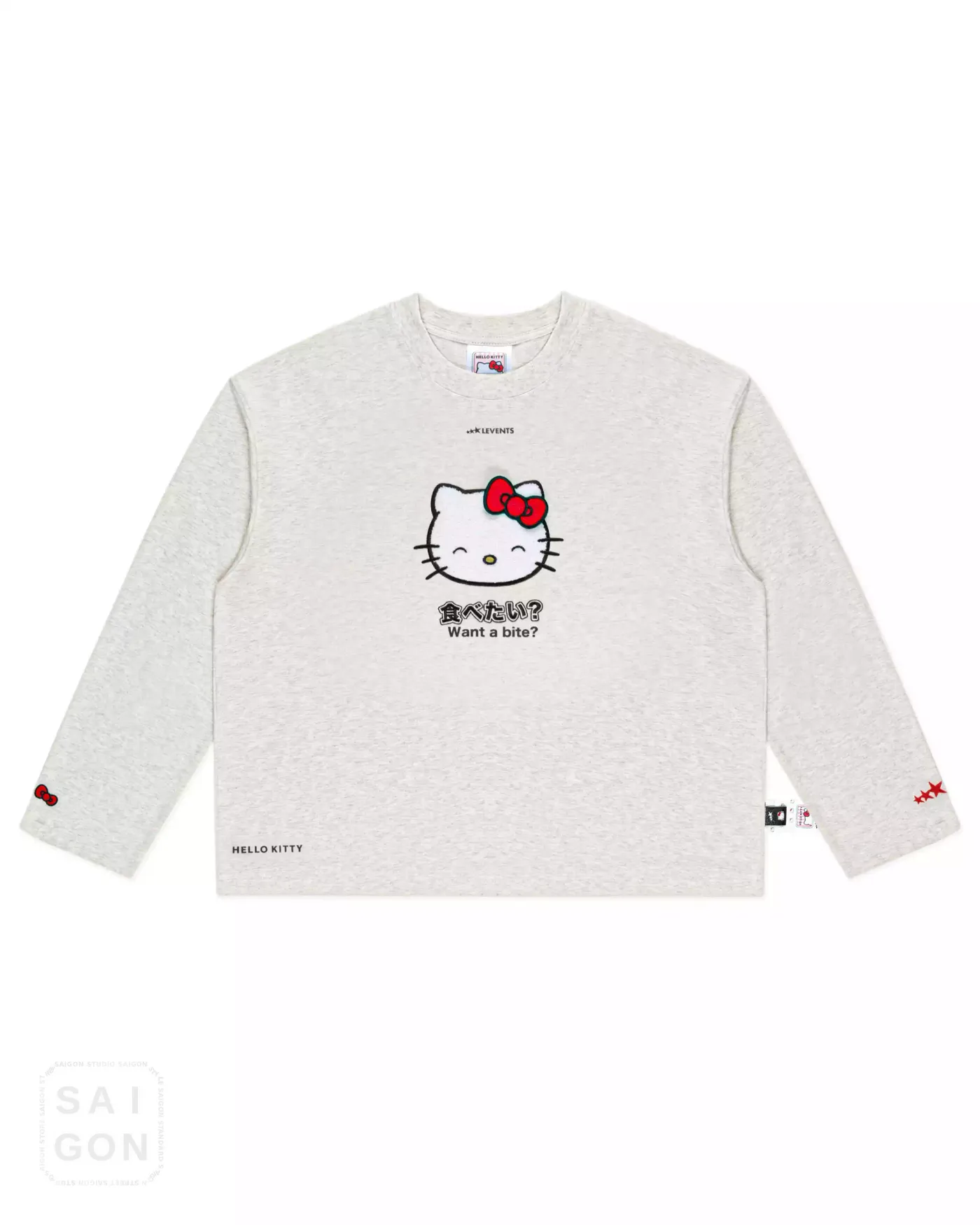 Levents® x Hello Kitty | Joy Icon Long Sleeve Boxy Tee - Grey