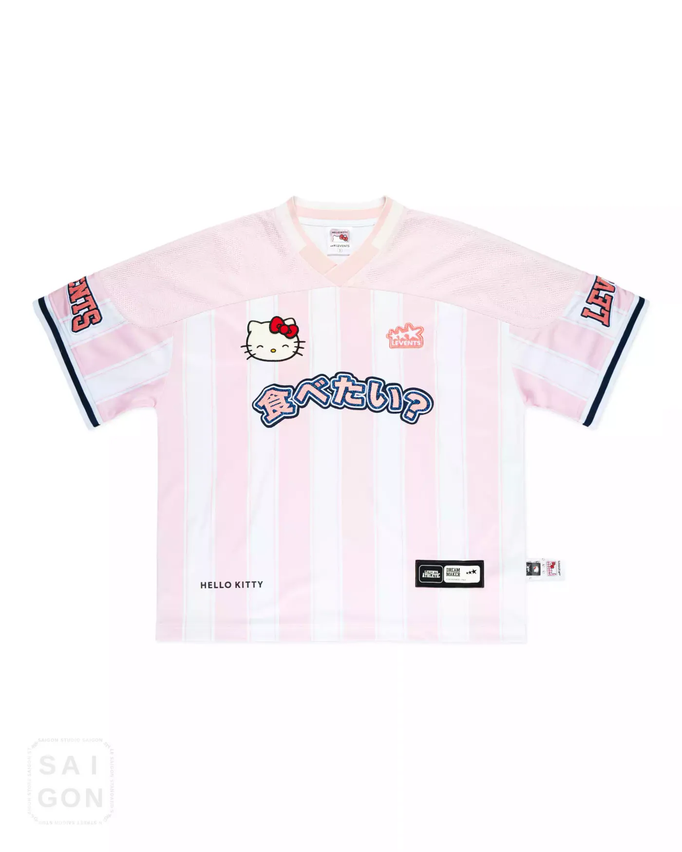 Levents® x Hello Kitty | Striped Oversized Jersey Tee - Pink