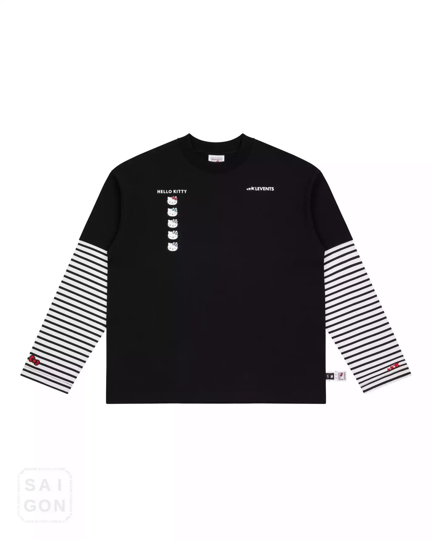 Levents® x Hello Kitty | Double Sleeves Oversized Tee - Black